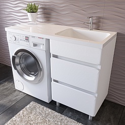 Stella Polare Мебель для ванной Корделия 110 R под стиральную машину белая – фотография-4